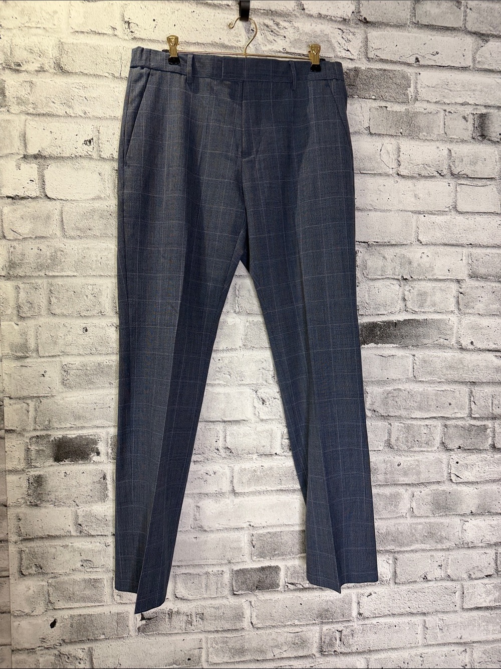 RW&CO. Blue Gray Windowpane Dress Pants